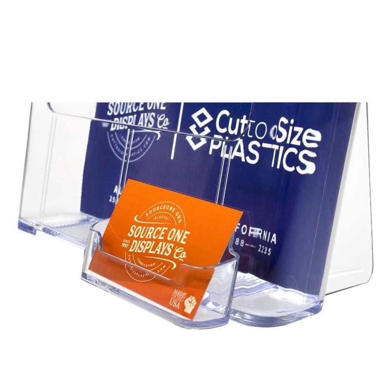 SOURCEONE.ORG Premium Brochure Holder for 8.5â€ Booklet â€“ With Business Card Container â€“ Clear Acrylic Countertop Organizer - Image 3